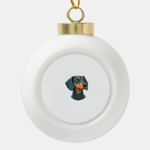 Klassiek portret van een Dachshund Retro hondenill Keramische Bal Ornament