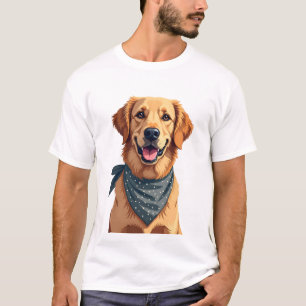 Klassiek portret van Golden Retriever met kleurrij T-shirt
