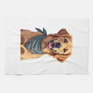 Klassiek portret van Golden Retriever met kleurrij Theedoek