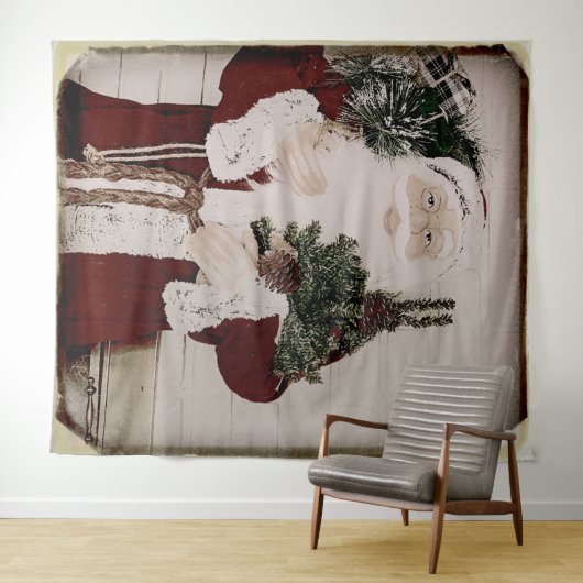 Klassiek Portret van Kerstman Kerstvakantie Wandkleed (In Situ (horizontaal))