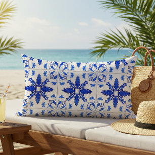 Klassiek Portugees Tegelpatroon Blauw Wit Buitenkussen