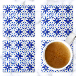 Klassiek Portugees Tegelpatroon Blauw Wit Stenen Onderzetter