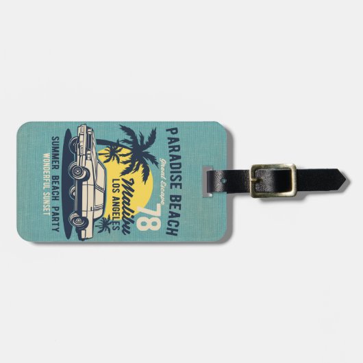 Klassiek Poster van het Paradise-strand van Retro Bagagelabel (Voorkant horizontaal)