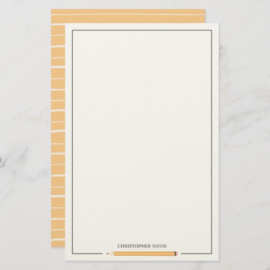 Klassiek potlood omlijst kinder terug naar school briefpapier (Voorkant / Achterkant)