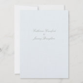 Klassiek powder Blue Linen Wedding Script Kaart (Achterkant)