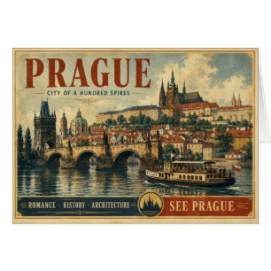 Klassiek Praag stadsgezicht Reisposter met Histor