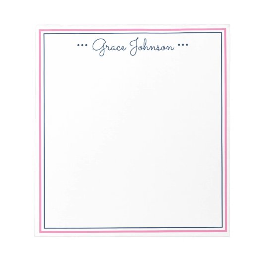 Klassiek preppy gepersonaliseerd Notitieblok | Nav (Voorkant)