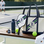 Klassiek Preppy Navy Groen Gestreepte Monogram Pickleball Paddle