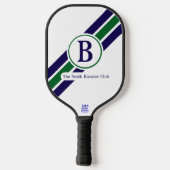 Klassiek Preppy Navy Groen Gestreepte Monogram Pickleball Paddle (Achterkant)