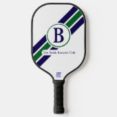 Klassiek Preppy Navy Groen Gestreepte Monogram Pickleball Paddle (Voorkant)
