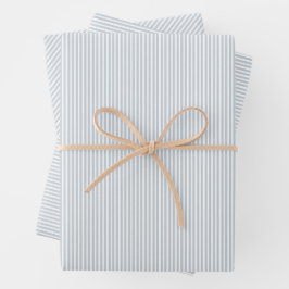 Klassiek preppy seersucker-effect blauwe streep inpakpapier vel