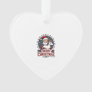 Klassiek prettig kerst eenhoorn kerstman grappige ornament