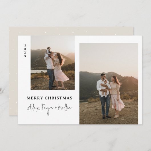 Klassiek prettig kerstfeest Antieke witte stippen  Feestdagenkaart (Voorkant / Achterkant)