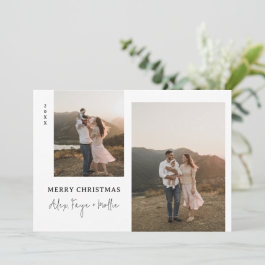 Klassiek prettig kerstfeest Antieke witte stippen  Feestdagenkaart (Staand voorkant)