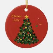 Klassiek prettig kerstfeest keramisch ornament (Voorkant)