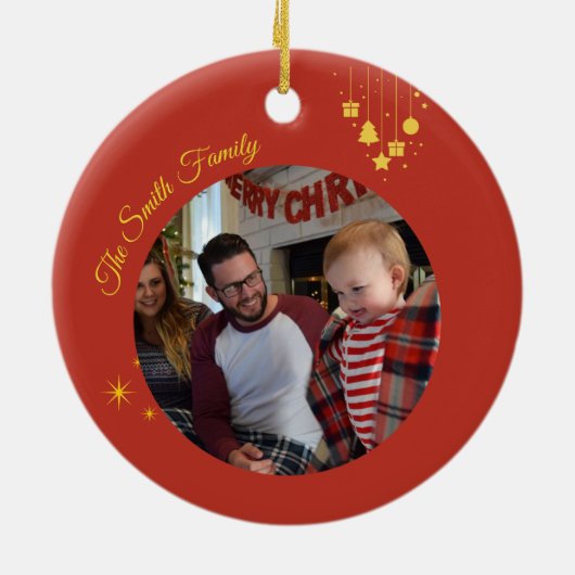 Klassiek prettig kerstfeest keramisch ornament (Achterkant)