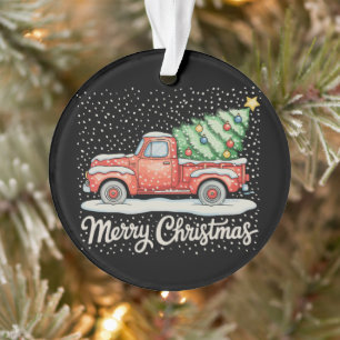Klassiek prettig kerstfeest ouderwetse rode vracht ornament