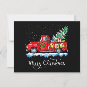 Klassiek prettig kerstfeest rode truck ouderwetse feestdagenkaart