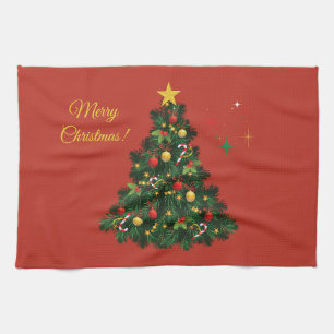Klassiek prettig kerstfeest theedoek