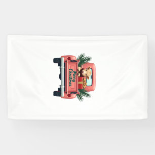 Klassiek Prettig Kerstmis Hoogland Koe in Roze Boe Spandoek
