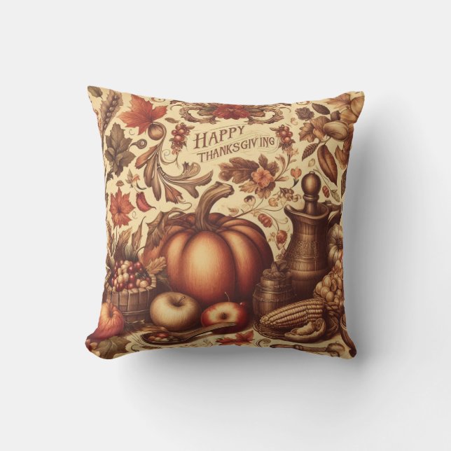 Klassiek prettig Thanksgiving Kussen (Voorkant)
