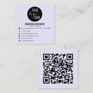Klassiek professioneel bedrijfslogo QR-code lavend Vierkante Visitekaartje
