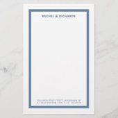 Klassiek professioneel stoffig blauwe rand briefpa briefpapier (Voorkant)