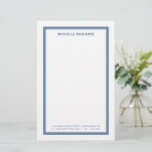 Klassiek professioneel stoffig blauwe rand briefpa briefpapier (Staand voorkant)