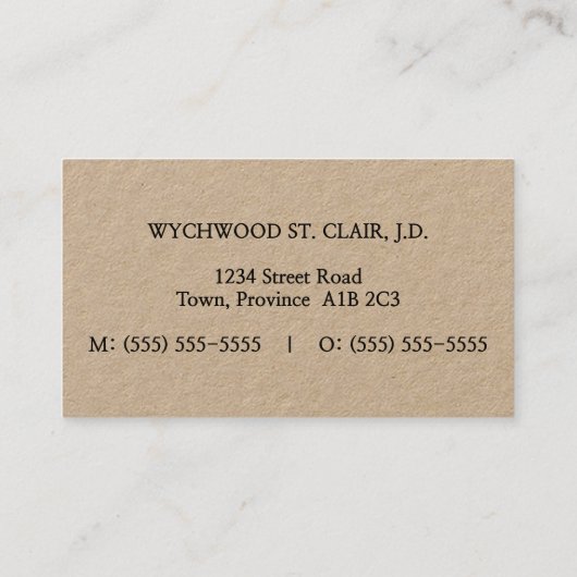 Klassiek professioneel Visitekaartje (Achterkant)