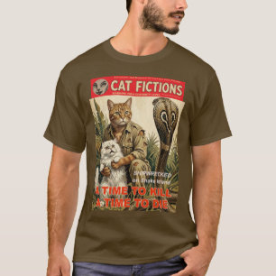 Klassiek Pulp Fiction Kat T-shirt Retro Avontuur
