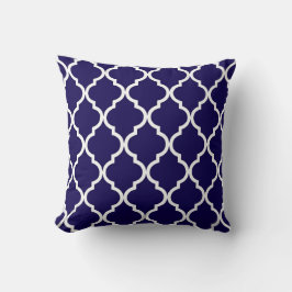 Klassiek Quatrefoil Patroon Cobalt Blue en White Kussen