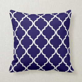 Klassiek Quatrefoil Patroon Cobalt Blue en White Kussen
