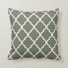 Klassiek Quatrefoil Patroon Olive Green and White Kussen