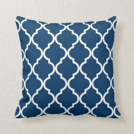 Klassiek Quatrefoil Pattern Navy Blue en White Kussen
