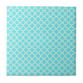 Klassiek Quatrefoil Pattern Turquoise Tegeltje (Voorkant)