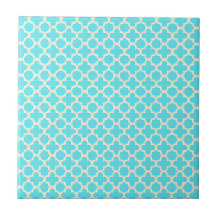 Klassiek Quatrefoil Pattern Turquoise Tegeltje