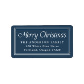 Klassiek rand marine kerst retouradres etiket (Voorkant)