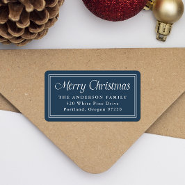 Klassiek rand marine kerst retouradres etiket