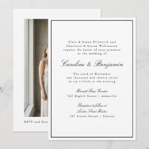 Klassiek rand schrift wit elegant foto bruiloft kaart