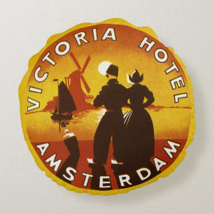 Klassiek reizen, Victoria Hotel, Amsterdam, Hollan Rond Kussen