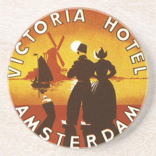 Klassiek reizen, Victoria Hotel, Amsterdam, Hollan Zandsteen Onderzetter