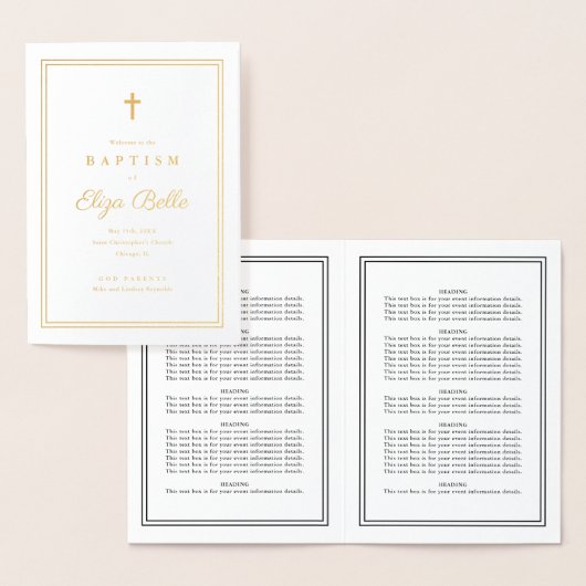 Klassiek Religieus Doopprogramma Goud Folie Kaarten (Display)