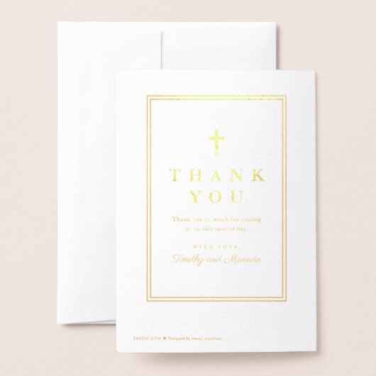 Klassiek religieus doopprogramma Gouden folie Folie Kaarten (Met envelop)