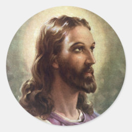 Klassiek religieus, Jezus Christus portret met hal Ronde Sticker