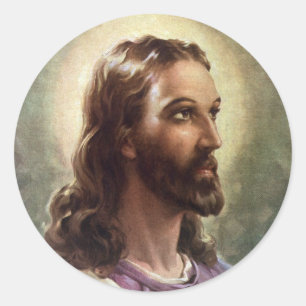 Klassiek religieus, Jezus Christus portret met hal Ronde Sticker