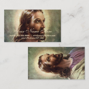 Klassiek religieus, portret van Jezus Christus met Visitekaartje