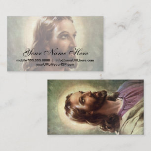 Klassiek religieus, portret van Jezus Christus met Visitekaartje
