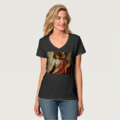 Klassiek Renaissance Engel Dames V-Neck T-shirt (Voorkant volledig)