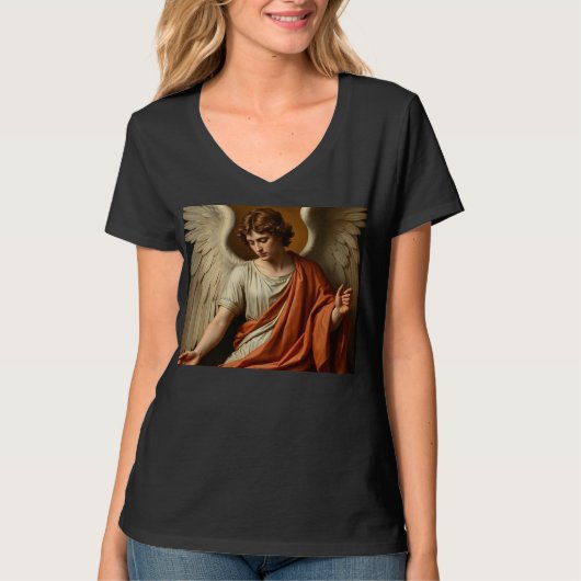 Klassiek Renaissance Engel Dames V-Neck T-shirt (Voorkant)