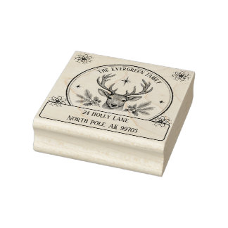 Klassiek rendier kerst familie retouradres rubberstempel